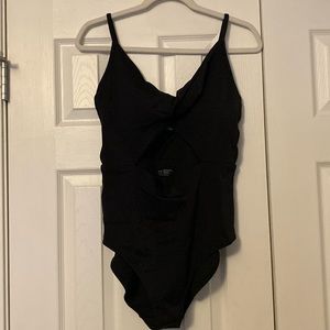 Aerie Black Cut Out One Piece Swimsuit